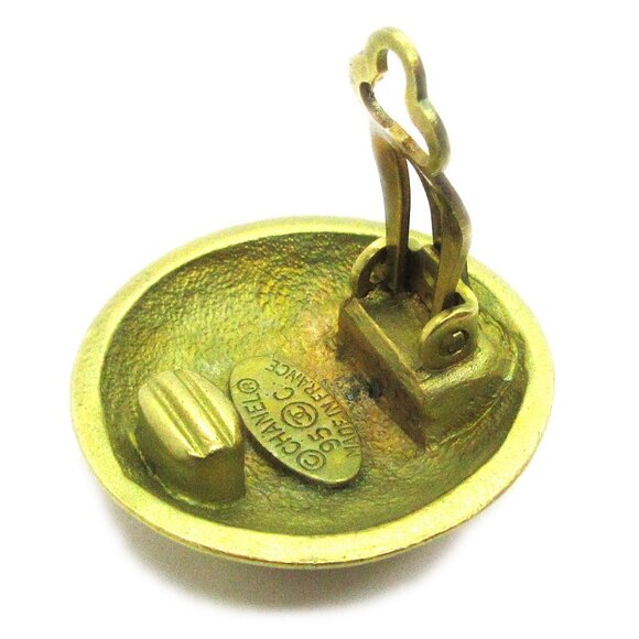 Chanel Button Earrings Clip-On Gold - Picture 3 of 4